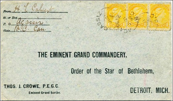 June 21, 1896 cover from Agassiz, sent by H.L. Calvert, who became postmaster in 1910 (G. Scrimgeour)